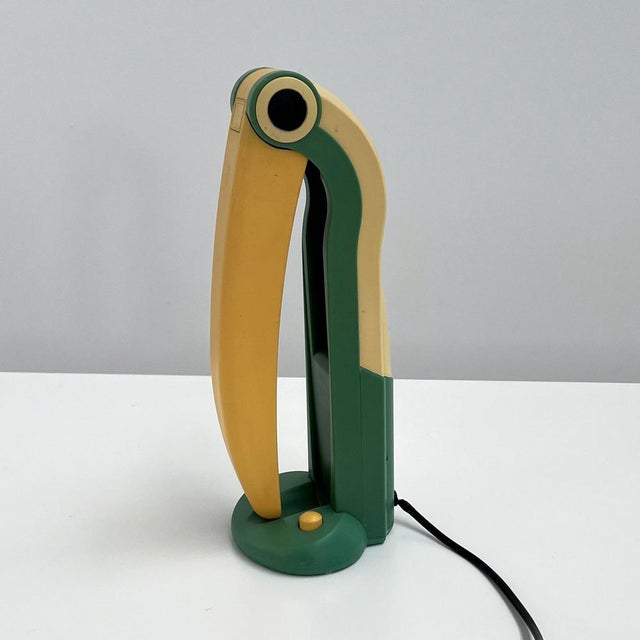 Sea Green and Yellow Toucan Lamp by H.T. Huang for Huanglite, 1980s For Sale - Image 4 of 9