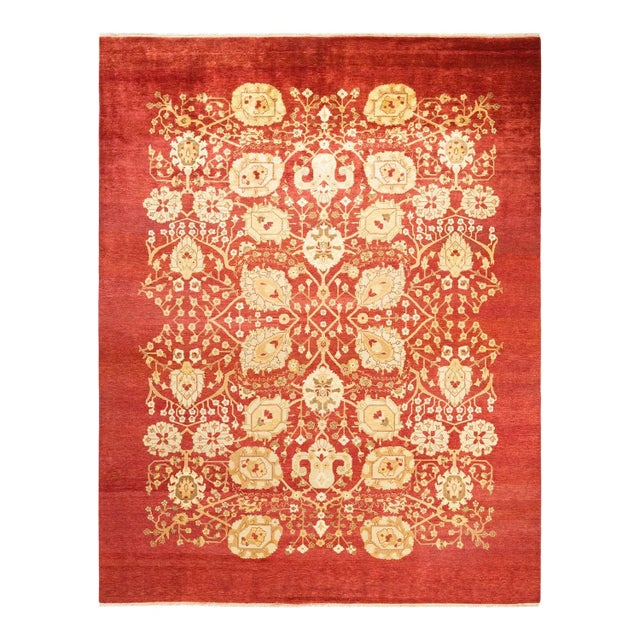 Vintage Traditional Hand Knotted Wool Area Rug, Red - 7'10" X 10'4" For Sale - Image 9 of 9