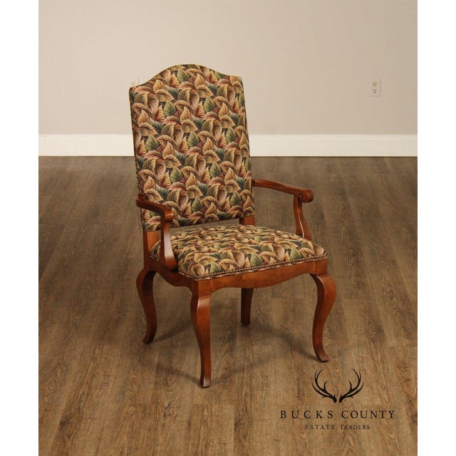 Pair of Ethan Allen Legacy Collection Upholstered Armchairs with Cabriole Legs For Sale - Image 9 of 15