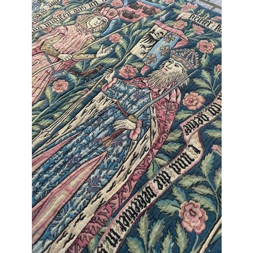 Vintage Medieval Style Jacquard The Knights Tapestry in the style of Aubusson, 1960s For Sale - Image 18 of 18