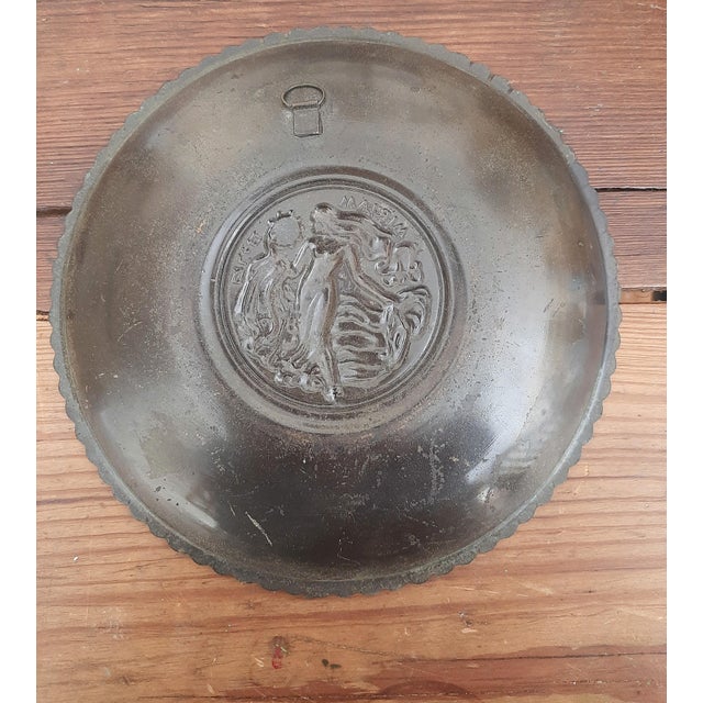 This is a 1950's era Pal Bell decorative brass wall hung plate. Lovely Art Nouveau style woman with the name Mirjam...