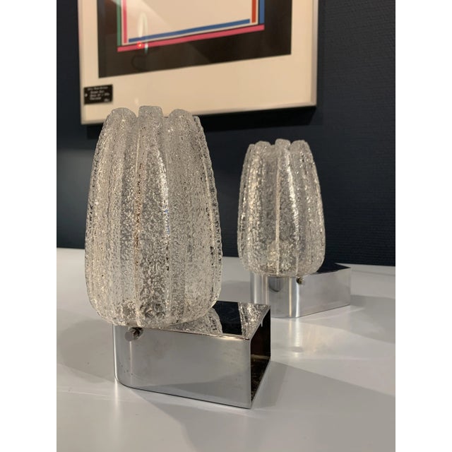 Mid-Century Modern Mid-Century Ice Glass Wall Lights from Limburg, Set of 2 For Sale - Image 3 of 9