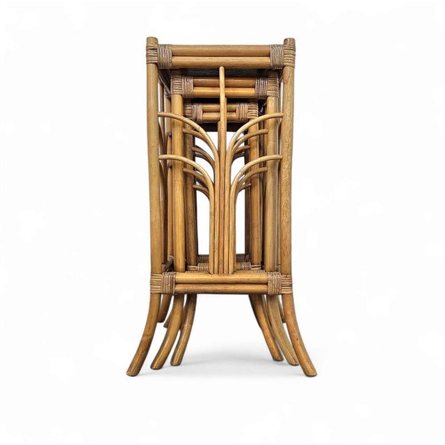 Bamboo Nesting Plant Stands, 1970s, Set of 3 For Sale - Image 13 of 16
