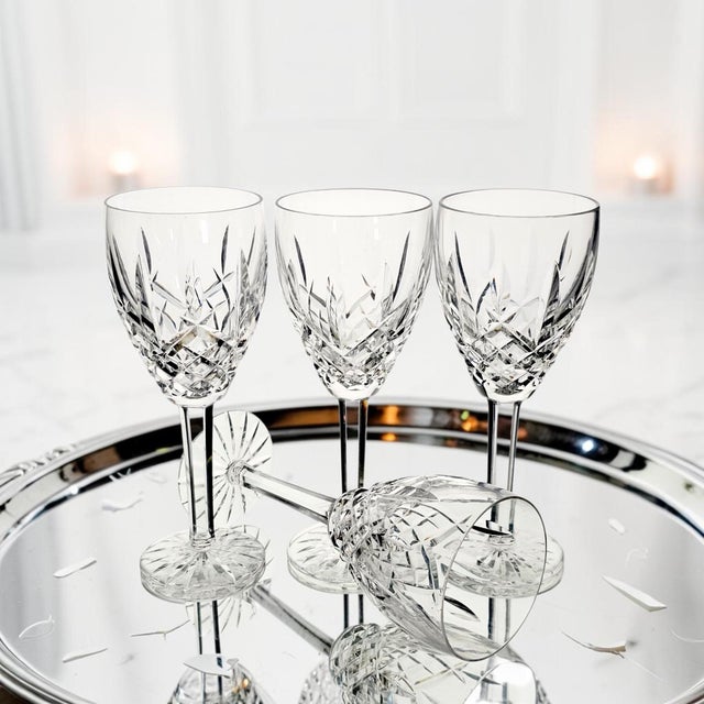 This set of four Waterford Crystal Araglin wine glasses was produced in Ireland during the Late 20th Century, circa...
