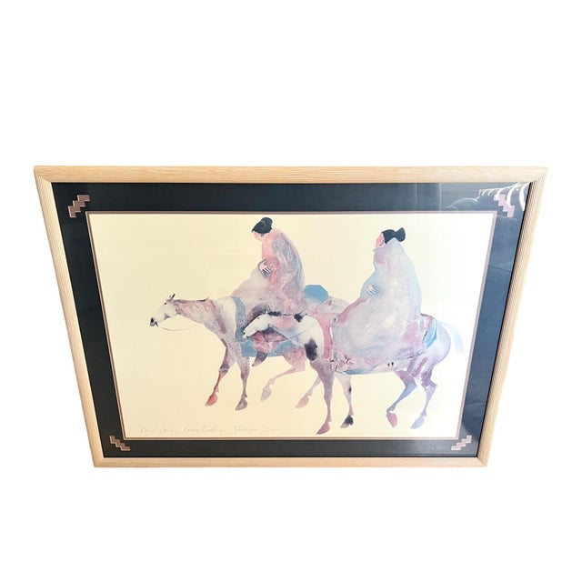 Rustic Carol Grigg 'The Guardians' Native American Watercolor Lithograph, 1980s For Sale - Image 3 of 12