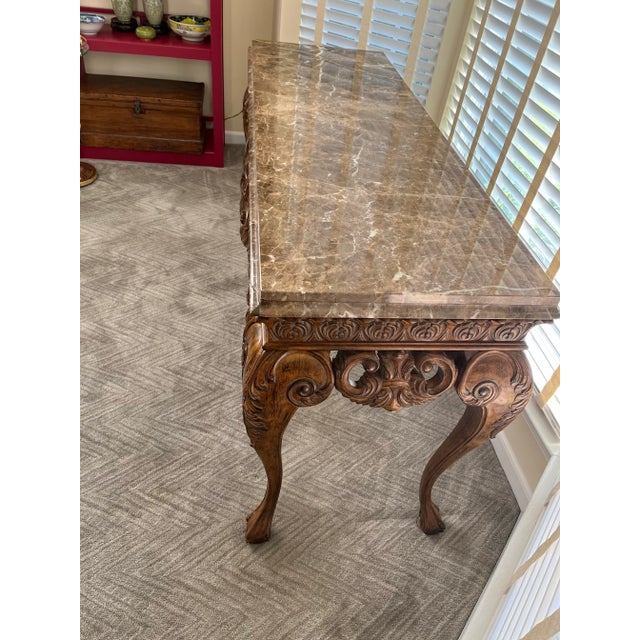 Rococo Mid 20th Century Rococo Style Marble Top Console Table For Sale - Image 3 of 13