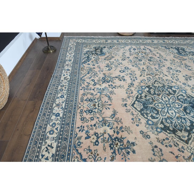 Orange 1970s Vintage Persian Handmade Wool Cotton Orange Area Rug For Sale - Image 8 of 11