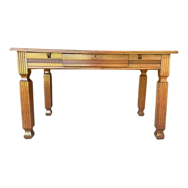 Antique Victorian Oak Library Table With 1 Drawer For Sale