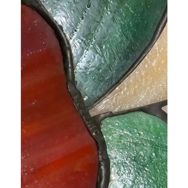Glass Mid 20th Century Modern Tiffany Style Stained Glass Pendant Light Fixture For Sale - Image 7 of 7