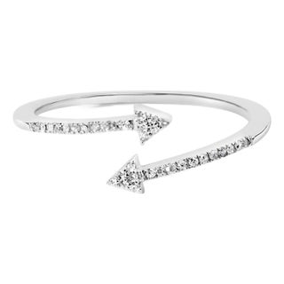 .925 Sterling Silver 1/5 Cttw Diamond Double Arrowhead Open Ring (I-J Color, I2-I3 Clarity) - Ring Size 5 For Sale