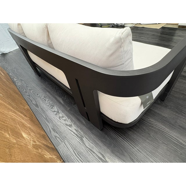Rh Matira Aluminum Sofa Designed by Harrison & Nicholas Condos 84" | Iron Finish | Natural Performance Textured Weave For Sale - Image 16 of 18