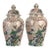 Vintage 16" Chinese Chinoiserie Porcelain Cherry Blossom & Bird Urn - A Pair For Sale