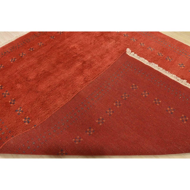 Gabbeh Rug 8’2” X 10’5” Red Wool Vintage Hand-Knotted Oriental Carpet For Sale - Image 14 of 15