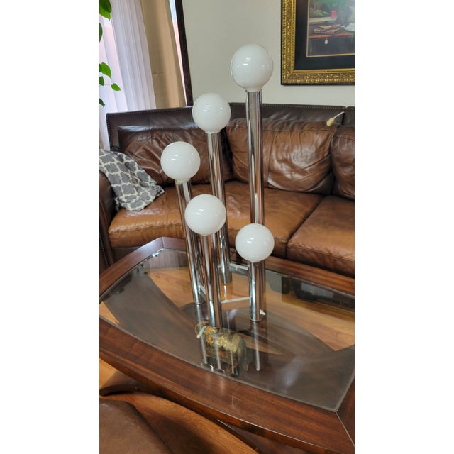 1970s 1970s Hexagonal Chrome Tower Lamp For Sale - Image 5 of 5