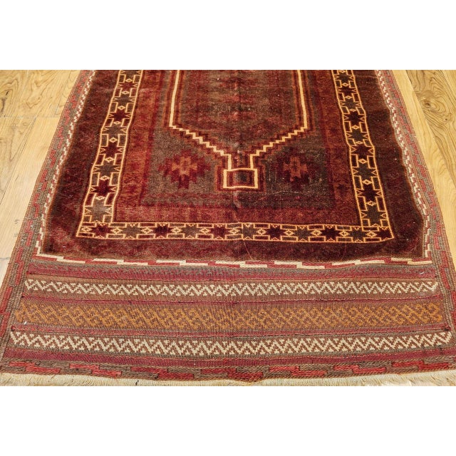 Antique Baluch Tribal Area Rug, Handwoven Wool Pile, Geometric Design For Sale - Image 11 of 15