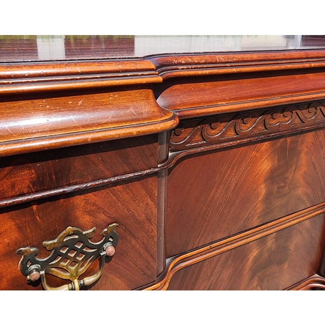 Antique Georgian Flame Mahogany Block Front Highboy Dresser For Sale - Image 16 of 18