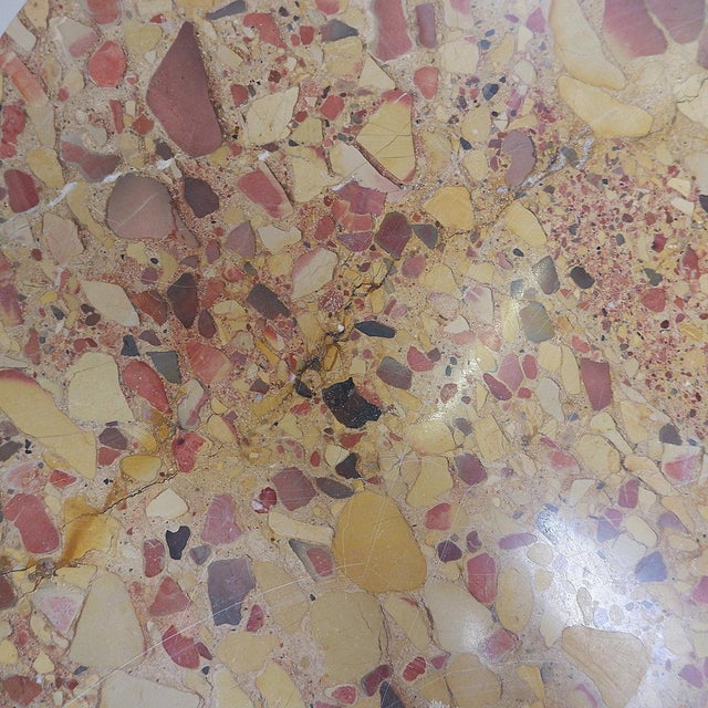 Wood Round Wooden Coffee Table with Marble Top For Sale - Image 7 of 14