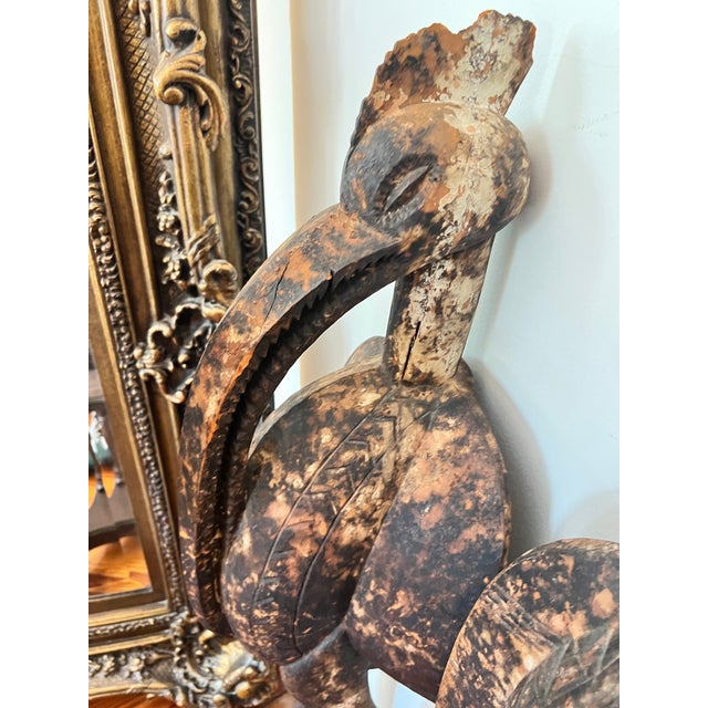 Early 20th Century West African Senufo-Style Sejen Carved Wood Hornbill Sculptures - Pair For Sale - Image 4 of 11