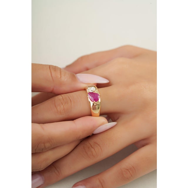 Not Yet Made - Made To Order Bombe Style 1.20ct Ruby and Diamond Toi Et Moi 14k Gold Ring Size 9 For Sale - Image 5 of 17