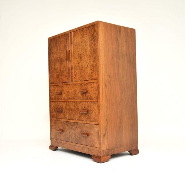 Wood Art Deco Burr Walnut Tallboy, 1930s For Sale - Image 7 of 14