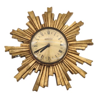 Electrica Sunburst Wall Clock, 1960s For Sale
