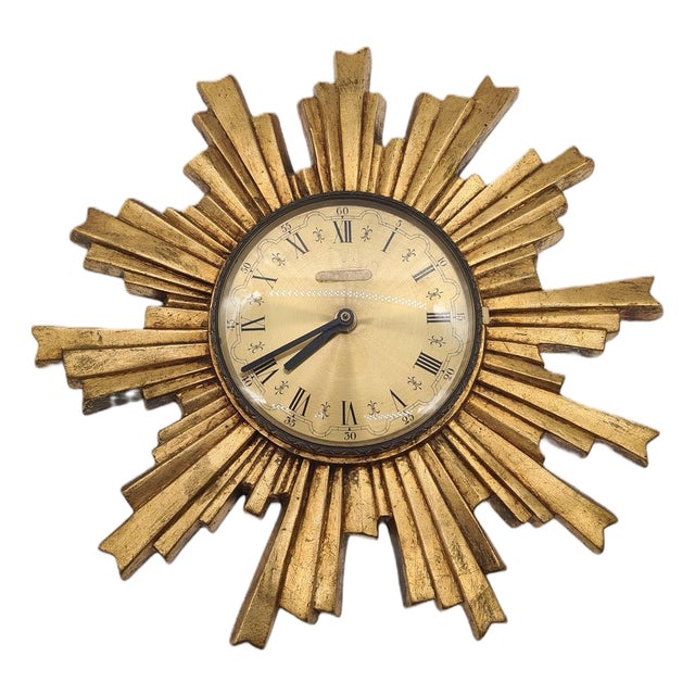 Electrica Sunburst Wall Clock, 1960s For Sale