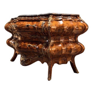 Large French Bombe Chest of Drawers with Marble Top For Sale