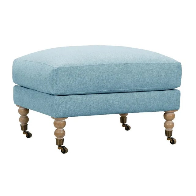 Textile Greta Ottoman, Sky Linen For Sale - Image 7 of 7
