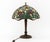 Green Tiffany Studios Style Stained Glass Table Lamp For Sale - Image 8 of 8