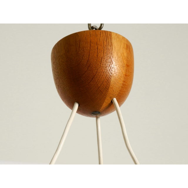 Pendant Lamp with Three Opal Glass Shades and Teak Frame by Uno & Östen Kristiansson for Luxus Vittsjö, Sweden, 1957 For Sale - Image 16 of 17