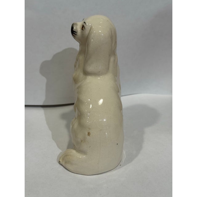 Late 20th Century Late 20th Century White Vintage Staffordshire Spaniel Figurine For Sale - Image 5 of 5
