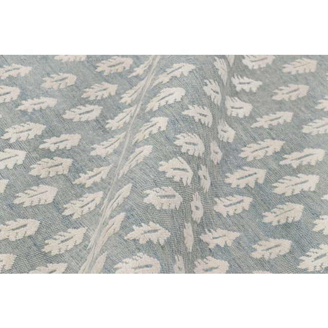 Contemporary Rug & Kilim’s Modern Block Print Rug in Blue with White Floral Pattern - 10x14 For Sale - Image 3 of 8