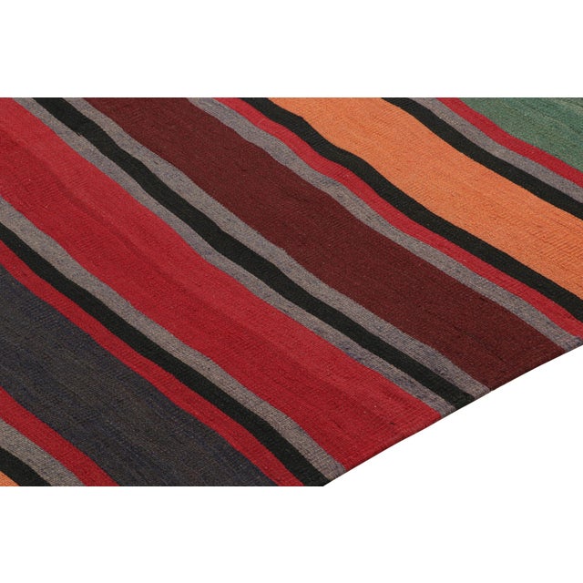 Textile 1950s Vintage Persian Bidjar Kilim in Polychromatic Stripes by Rug & Kilim For Sale - Image 7 of 7