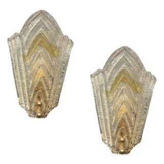 Vintage Art Deco Sconces in Murano Glass, 1960s, Set of 2 For Sale