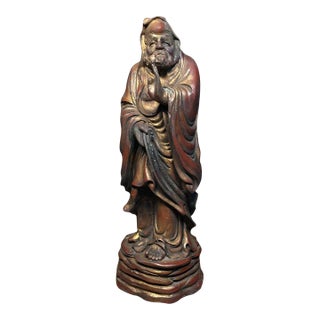 Solid Bronze Bodhidharma Statue, Dharma Patriarch Figurine For Sale