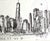 Expressionism Tom Christopher Expressionst Drawing of New York Skyline Pen and Ink. For Sale - Image 3 of 6