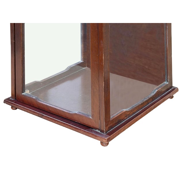 Vintage Square Brown Frame Glass Door Display Case Box For Sale - Image 11 of 13