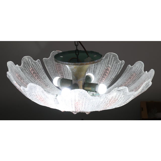 1980s Milan, Pink Sunflower Murano Glass Ceiling Light or Chandelier For Sale - Image 9 of 11