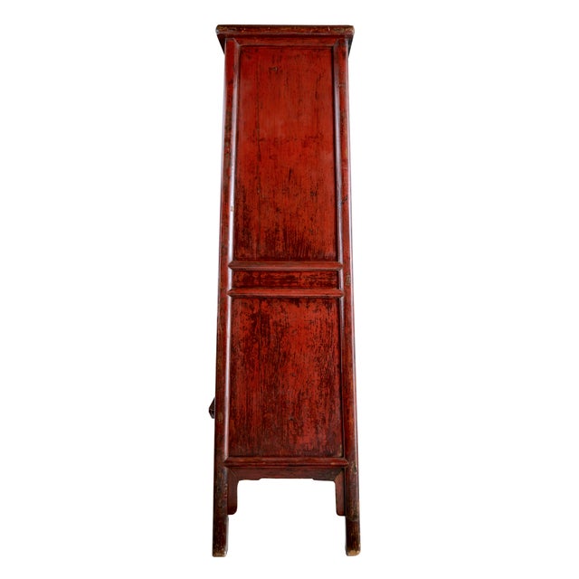 Paint Antique Chinese Red Lacquer Cabinet, 1870 For Sale - Image 7 of 8