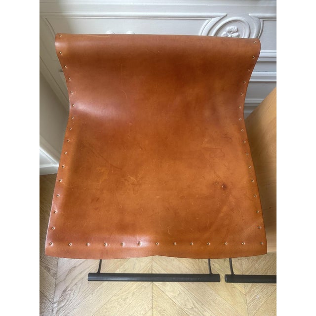 Jack Counter Stools in Sycamore Wood and Tan Leather from Lostine, USA, 2018, Set of 2 For Sale - Image 11 of 13