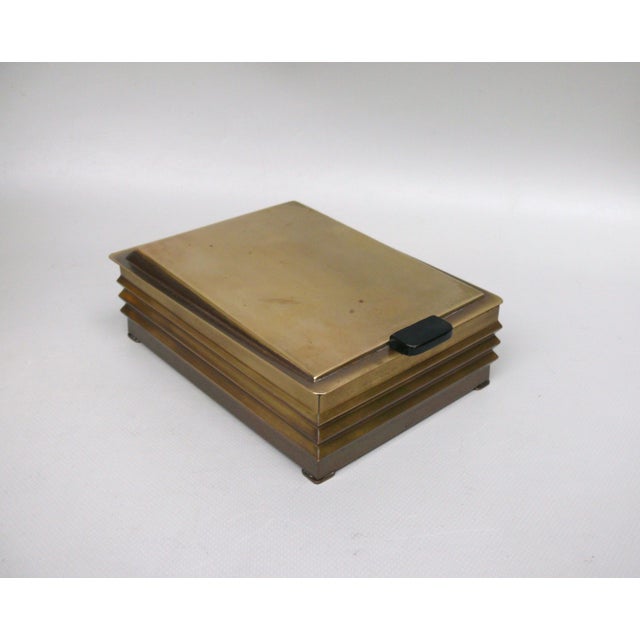1920s Art Deco Brass and Wood Lidded Tobacco Box, Germany, 1920s For Sale - Image 5 of 15