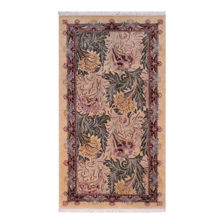 Floral 1990's Pak-Persian Gold/Gold Wool Rug - 2'1'' X 4'4'' For Sale