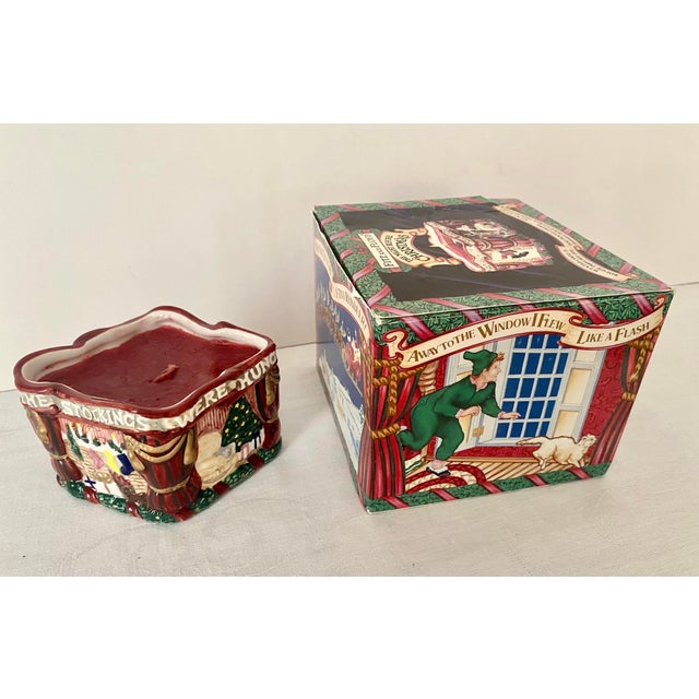 Red Vintage Fitz and Floyd "The Night Before Christmas" Scented Candle in Hand-Painted Ceramic For Sale - Image 8 of 15