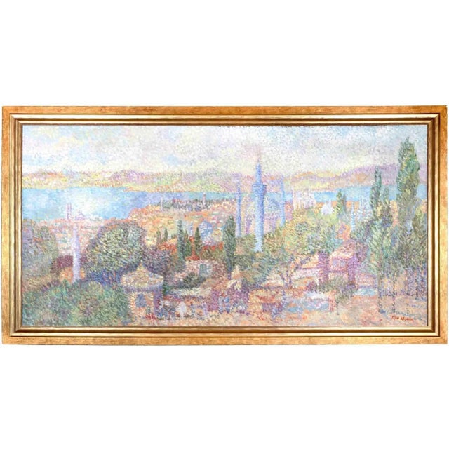 Stan Reszka, Pointillist View of Istanbul, Oil on Canvas, 1951 For Sale - Image 7 of 7