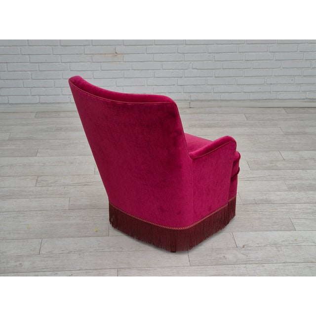 Vintage Danish Easy Chair in Velour, 1960s For Sale - Image 15 of 18