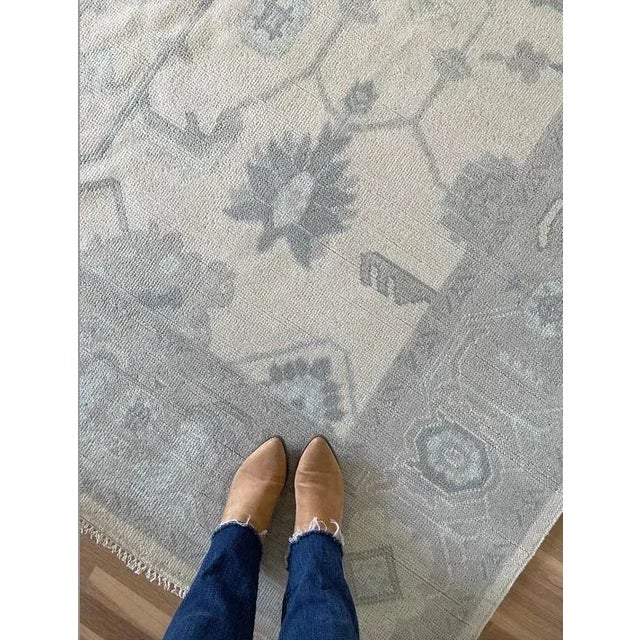 Traditional Modern Handknotted Oushak Rug in Dove Grey & Sky Blue, 8' x 10' For Sale - Image 3 of 6