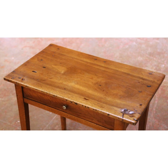 French 19th Century French Louis Philippe Walnut Side or Bedside Table With Drawer For Sale - Image 3 of 12