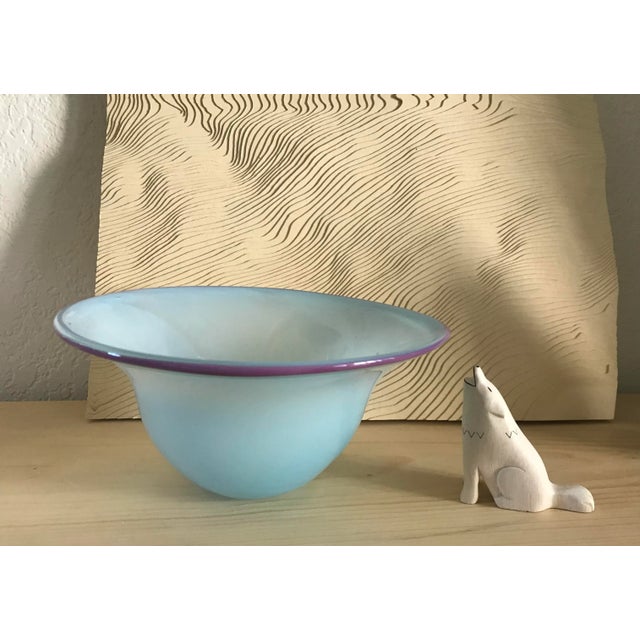 Glass Vintage 1980s Postmodern Hand Blown Murano Art Glass Bowl For Sale - Image 7 of 12