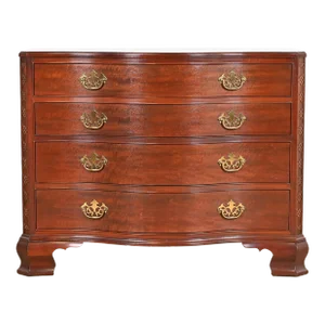 Baker Furniture Historic Charleston Chippendale Carved Mahogany Serpentine Dresser Chest, Newly Refinished