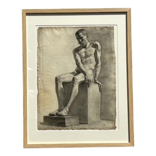 Vintage 1930s Original Pencil Sketch of Man For Sale
